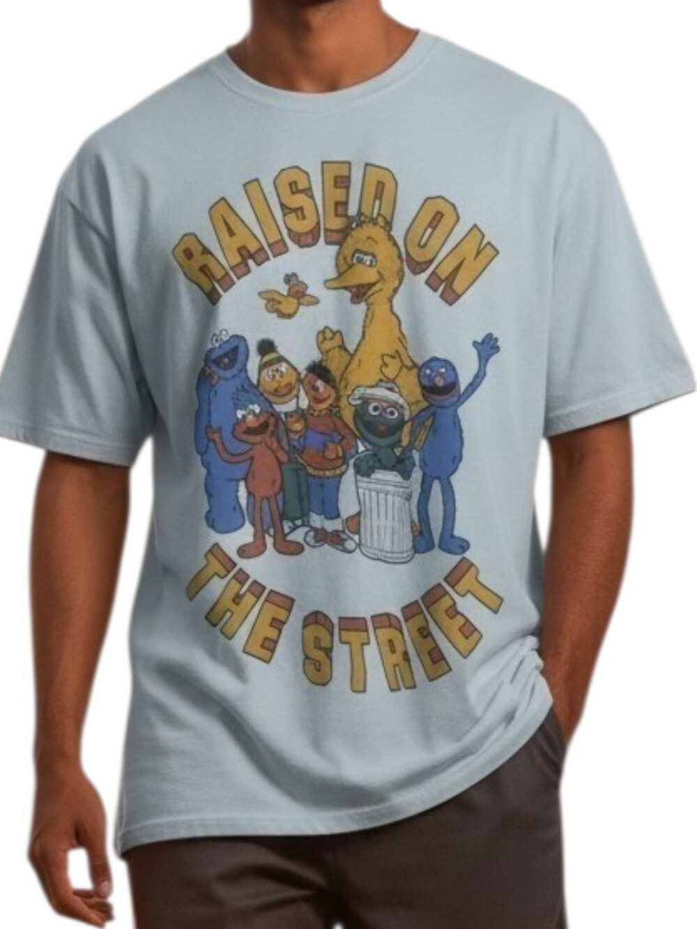 Y2K Retro Sesame Street "Raised On The Street" White Graphic Tee Shirt Unisex L